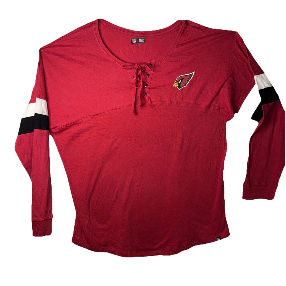 NEW NFL Apparel Womens Red Cardinals Football Long Sleeve Lace Up Shirt SZ XXL